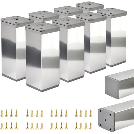 8 x Standard-Möbelfüße Querschnitt 40 x 40 mm Höhe 100 mm Farbe: Elektropoliert Inkl. Schrauben (1/5)