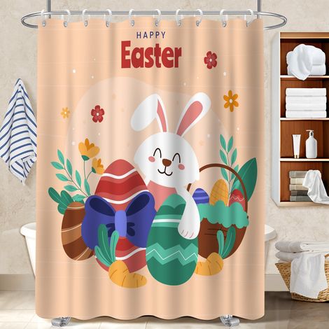 Rideau de bain 180x180 bordure lestée séparation douche pour un printemps fleuri dans la salle de bain (1/5)