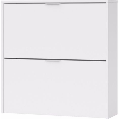 Meuble à Chaussures avec 2 Portes battantes Blanc - 76 x 75 x 22 cm -PEGANE-