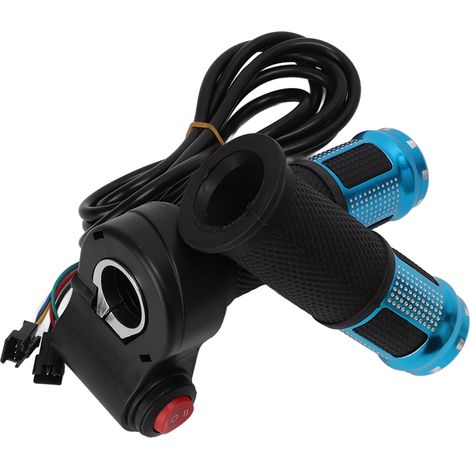 Poignée d'accélérateur universelle 6 fils pour vélo électrique 12V‑99V, 3 vitesses, bleue (1/5)