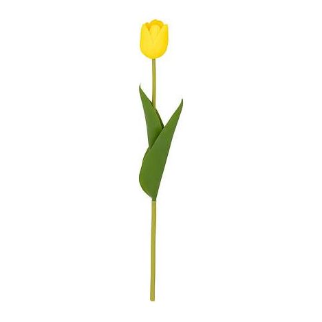 Fiore artificiale, tulipano giallo, alto 48 cm, realizzato in plastica. (1/5)