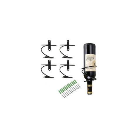 Lot de 4 porte-bouteilles muraux en fer, supports spirale pour bouteilles de vin (1/5)