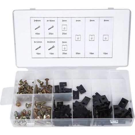 cosse a sertir-Kit d’accessoires de clips en U et vis en acier carbone – pour assemblage de profilés aluminium (170 pièces avec boîte de rangement) (1/5)