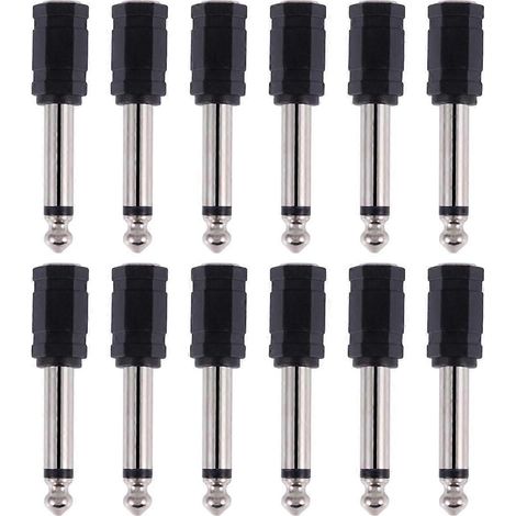 Lot de 12 adaptateurs audio mono 6,35 mm vers jack mono 3,5 mm-5X1.5CM (1/4)