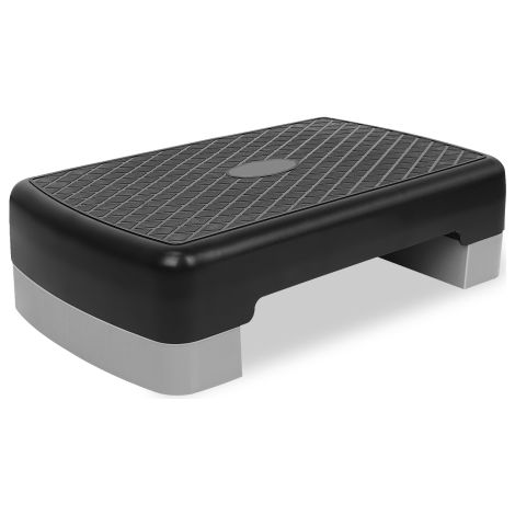 Plataforma de ejercicios tipo stepper, plataforma aeróbica de 45,72 cm con altura ajustable: 10,16 cm–15,24 cm. Fácil de guardar. Color gris. (1/5)