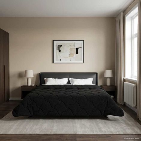 vidaXL Duvet d'été simple Matelassé Noir 220 x 260 cm