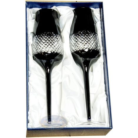 Copas de champán de cristal negro, 2 unidades. (1/4)