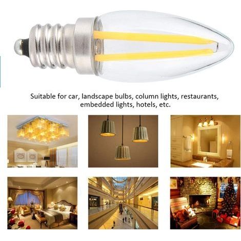 Dimmbare Retro-LED-Filamentlampe, E12 2W warmweiße LED-Lampe mit Augenschutz (1/4)