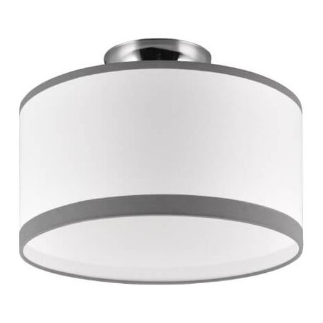 Plafonnier Davos blanc/gris tissu chromé 30cm 2xE14 (1/3)