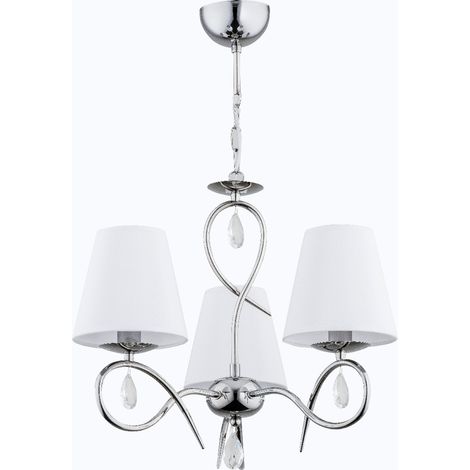 Suspension SYNA chromée abat-jour blanc 3xE14 cristal (1/3)