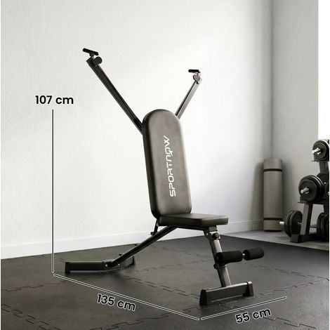 Panca da allenamento pieghevole 135x55x107 cm in metallo nero con leg extensor – MEUBLIV (1/5)