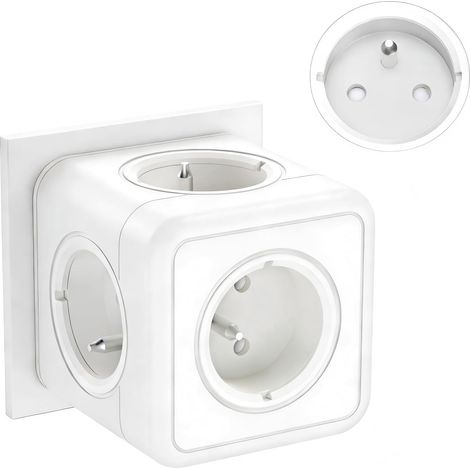 Multiprise Murale Française, 5 en 1 Multiprise Cube avec 5AC Prise, Blanc (1/5)