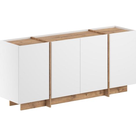 Buffet en bois "Dorma" - 180 x 45 x 80 cm - Blanc / Pin Atlantique