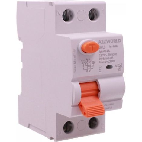 RCCB Interruttore Differenziale Selettivo Tipo S Classe A 300mA/0.3A 1P+N 2M 10kA AC 230V IP20, GYL9, Corrente Disponibili 25A 40A 63A 100A (63A)
