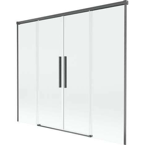 Mexen Rox zweiflügelige Duschwand 180 x 150 cm, transparent, gebürstetes Gewehrgrau - 8C9-180-002-66-00