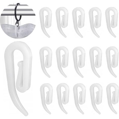 Crochets de rideau en plastique blanc pour porte, fenêtre, ruban de tête de rideau, crochets de draperie 2,8x1,2 cm (lot de 120) (1/5)
