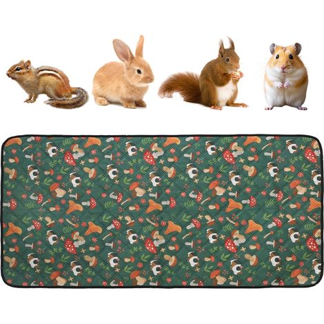 Guinea Pig Mat, 120 x 60 cm Washable Absorbent Guinea Pig Pee Mat, Guinea Pig Cage Liners for Rabbits, Hamsters, Puppies (Green Guinea Pig, 120-60 cm) (1/5)
