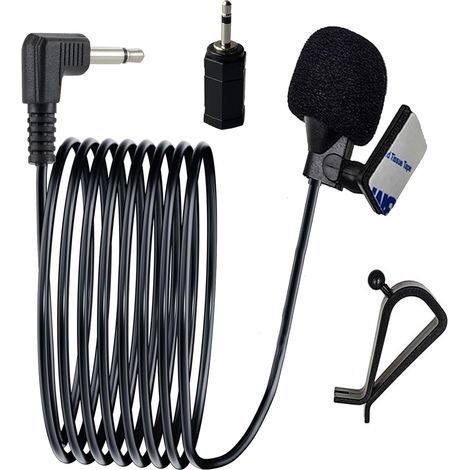 Microphone de Voiture 3,5 mm pour Autoradio Stéréo de Voiture, GPS, DVD, Micro de Rechange pour Sony Pioneer Kenwood Boss JVC Jensen Alpine avec Adaptateur 3,5 mm vers 2,5 mm (1/5)