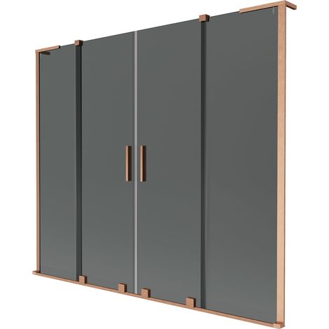 Mexen Velar L Duo mampara de bañera de 2 hojas correderas 170 x 150 cm, grafito, cobre cepillado - 896-170-003-42-65 (1/2)