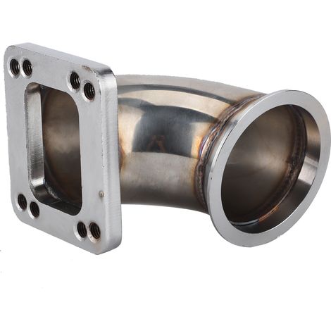 Adaptateur coude 90° bride VBand 3,0in vers bride turbo T3, usinage CNC, acier inoxydable 304 pour turbocompresseur (1/5)