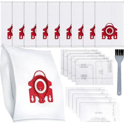 Set mit 10 Staubbeuteln, 10 Filtern und Bürste – Kompatibel mit Miele GN/C1/C2/C3 – Weiß (1/5)