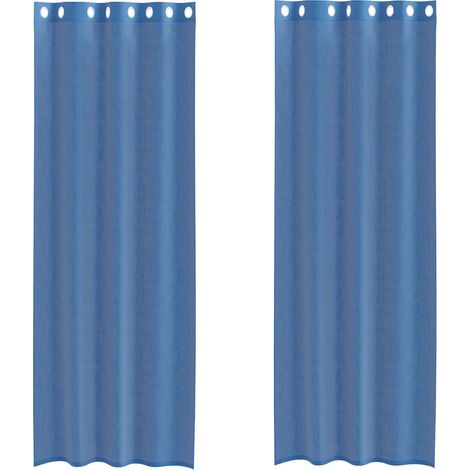 Maison Exclusive - Voile Vorhänge mit Ösen 2 Stk. Königsblau