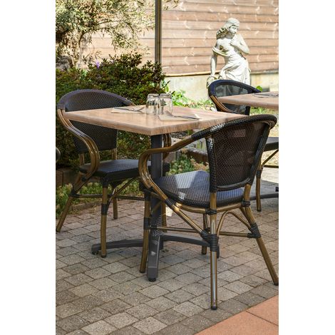 Fauteuil de brasserie empilable d'extérieur en textilène noir Madelon (1/5)