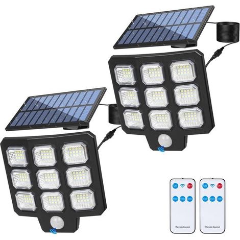 Lámpara solar de exterior con sensor de movimiento，108 luces LED，3 configuraciones，foco solar de exterior，foco IP65，jardines y garajes (1/2)