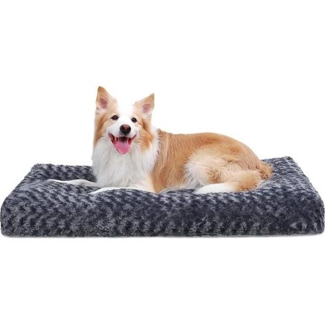 Ce panier pour chien lavable - moyenne et petite. Dimensions : 89 x 58 cm - gris foncé - au toucher pelucheux luxueux (1/5)