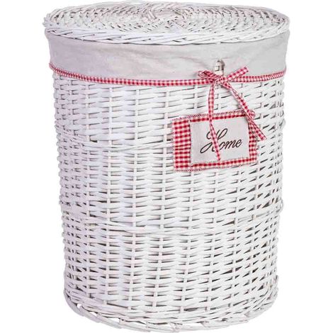 Cesto de ropa de mimbre gris 43x43x52h cm (1/5)