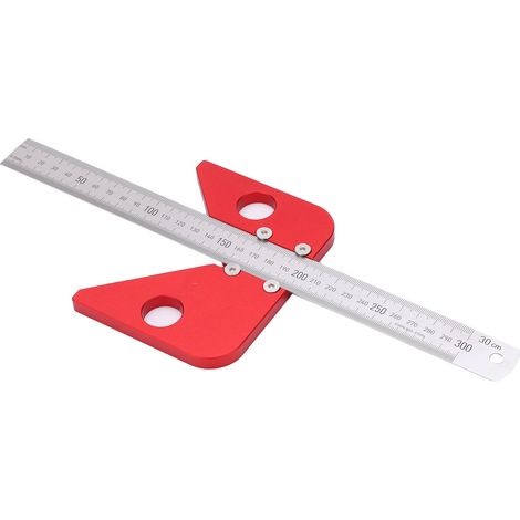 Règle de centrage à 45° et 90°, outil de mesure pour menuisier et menuisier, rouge (1/5)