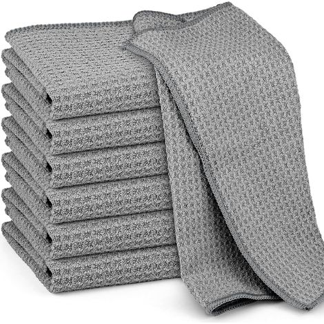 Paños de microfibra con tejido de gofre, juego de 6 paños absorbentes, reutilizables y lavables, color gris, 25 x 25 cm (1/5)