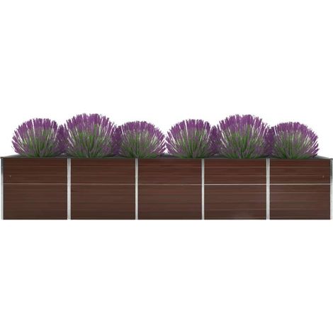 vidaXL Arriate de jardín de acero galvanizado marrón 400x80x77 cm (1/2)