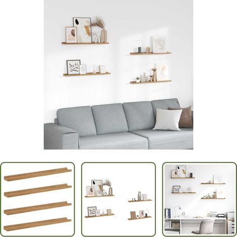 Wandregal Braun - Wandregal mit Regal 4 pcs Braun 80 x 9 x 3 cm Holzwerkstoff (1/5)