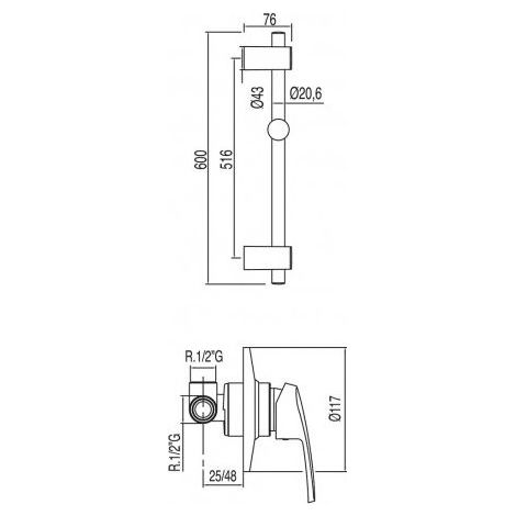 TRES 17097002 ECO-TRES Kit Ducha Grifo Empotrado - ref: 17097002 (1/4)
