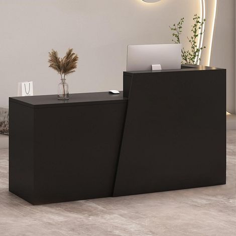 Empfangstheke mit Schublade & Fächern, 150cm, Schwarz/Schwarz, Rechts (1/5)