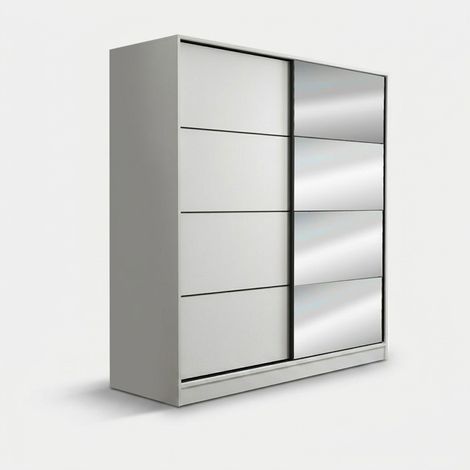 Kleiderschrank mit Schiebetüren und Spiegel Kale - Weiß