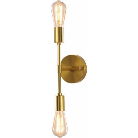 Applique murale Tigrezy dorée, lampe de salle de bain à 2 lumières, douille E27, pour miroir, couloir, cuisine, chambre, salon (1/4)