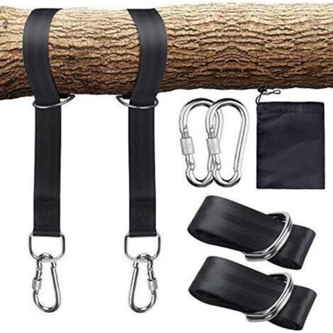 Sangles de balançoire pour arbre – Kit complet avec 2 mousquetons en acier inoxydable, idéal pour pneus, porches et balançoires bébé (1/5)