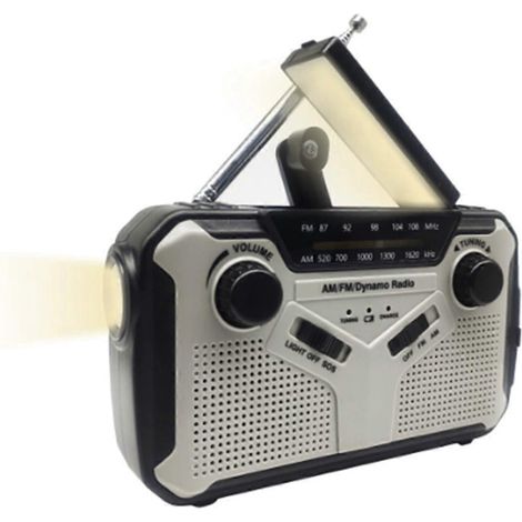 Handkurbel-Solar-Notfallradio, graues AM/FM-Radio (1/5)
