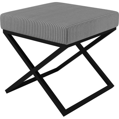 AX LIVING 1 Stk. Polster Hocker Pitinio 45 cm Grau schwarzes Gestell