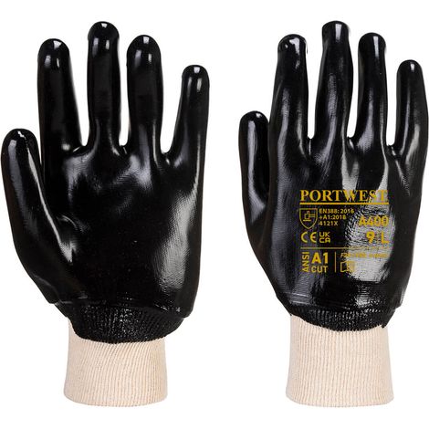 Guanti da lavoro in PVC con polsino - M A400 neri per lavori in ambienti umidi (1/2)