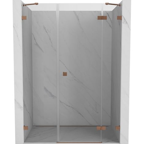 Mexen Lunar Duschtür, rechts angeschlagen, 145 cm, transparent, gebürstetes Kupfer - 834S-145-050-65-00-P