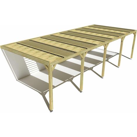 Pergola bois • 10m x 4m • adossée • sens profondeur • lames orientables bioclimatiques incluses • livraison comprise (1/3)