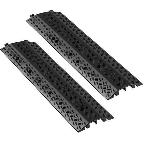 Rampe de Protection Câbles Lot de 2 Passe-Câble au Sol 2 Canaux 51 x 28 mm en PP Intérieur Extérieur (1/5)