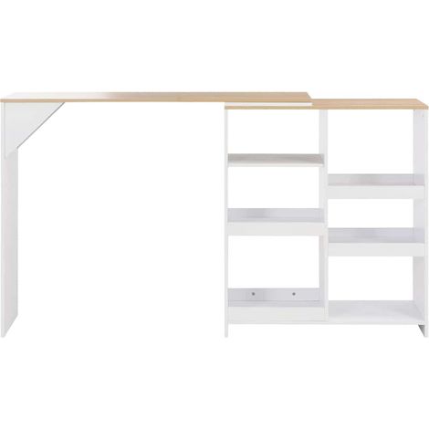 Maison Exclusive - Table de bar avec tablette amovible Blanc 138x39x110 cm (1/5)