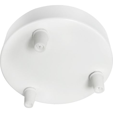 Plafonnier rond blanc, métal, 3 câbles, diam. 120mm - Tibelec (1/5)