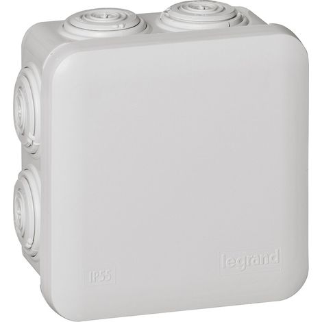 Boîte de dérivation étanche carrée Plexo - gris RAL7035 - 650°C - IP55 80x80x45
