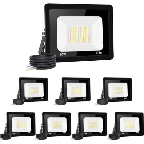 【8PCS】50W spot led extérieur 5000LM IP66 Imperméable Projecteur LED Exterieur Super Brillant Eclairage Extérieur Blanc froid(6000k) Sécurité spot led pour stades, usines, Parking, garage, jardin (1/5)