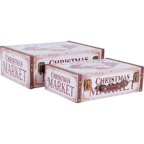 Set di 2 valigie in mdf e PU modello Market, 35x25H12 cm (1/3)